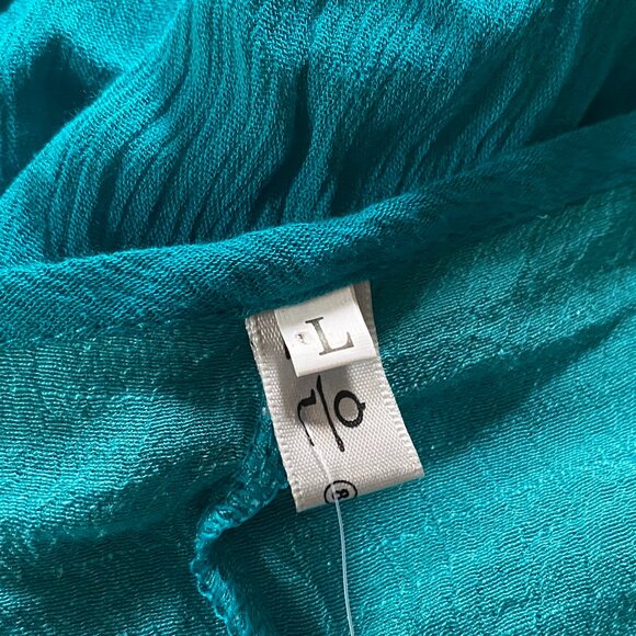 VINTAGE Teal Gauze Seersucker Layered ABAYA Light weight Maxi Dress *LARGE* - Picture 6 of 6